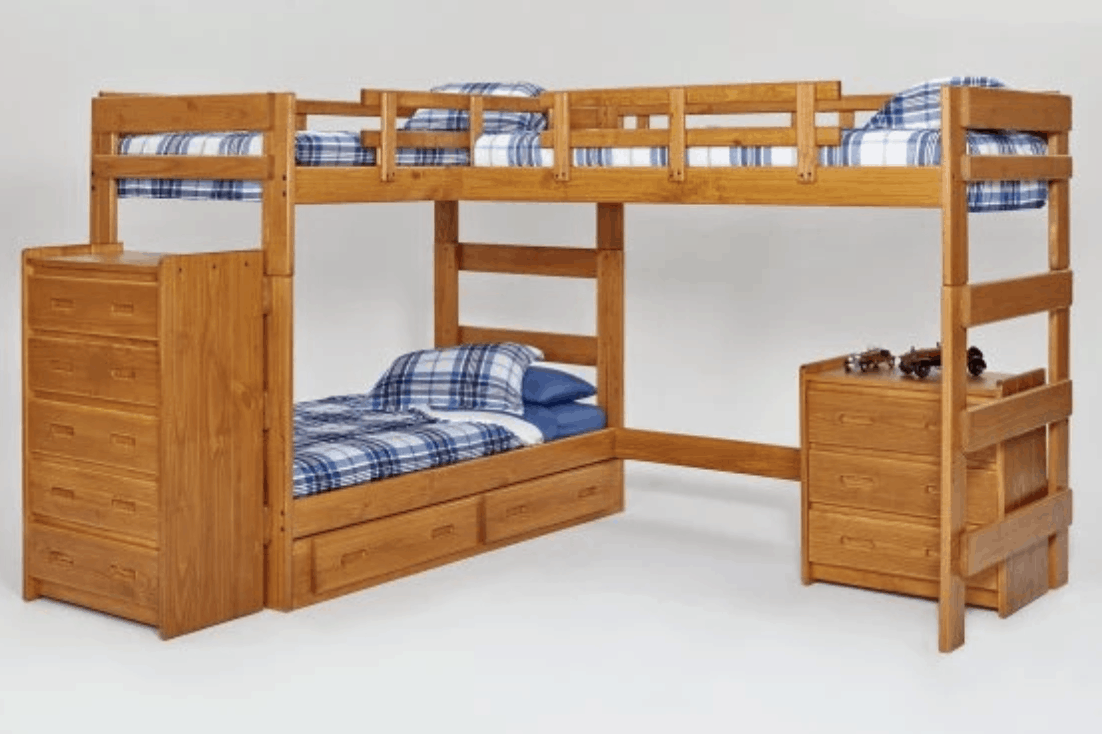 l shaped triple bunk beds