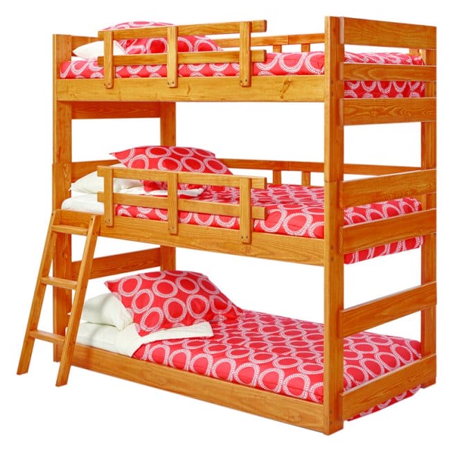 triple bunk bed with partial ladder