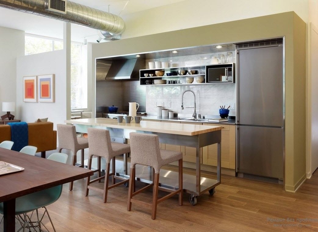 one wall kitchen with breakfast bar