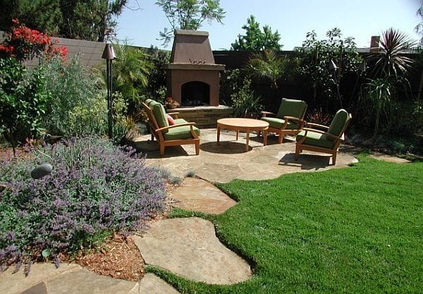 Backyard Garden with A Fireplace