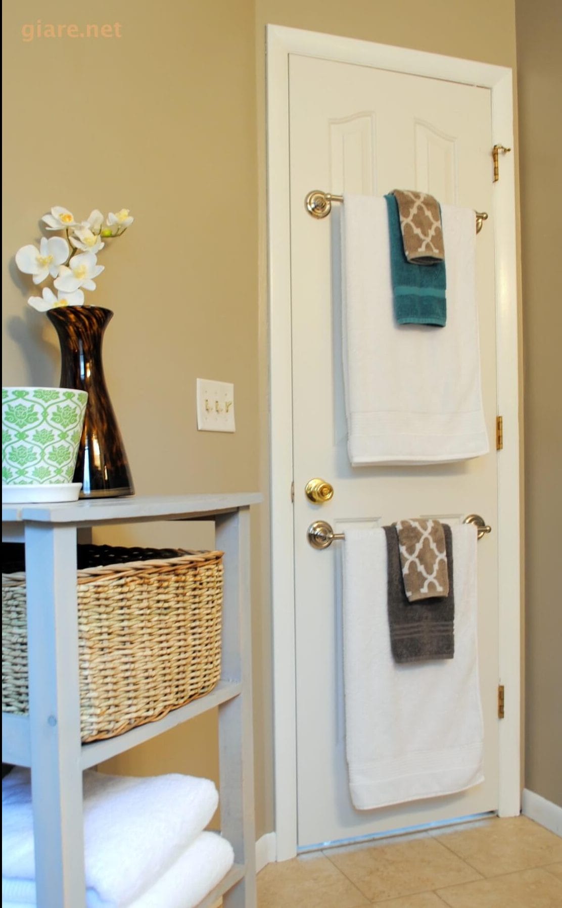 Bathroom Towel Storage Ideas with Golden Racks