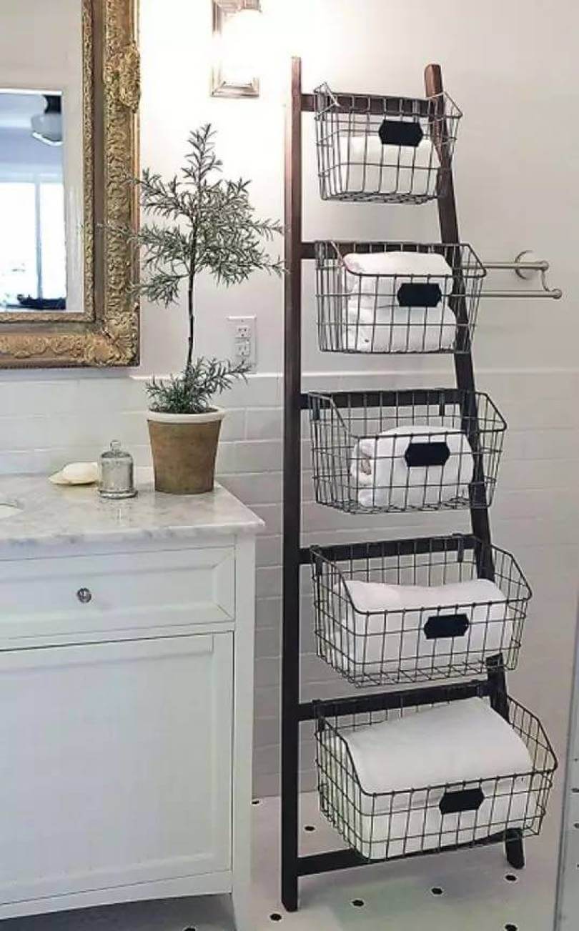 Bathroom Towel Storage Ideas with Office Baskets
