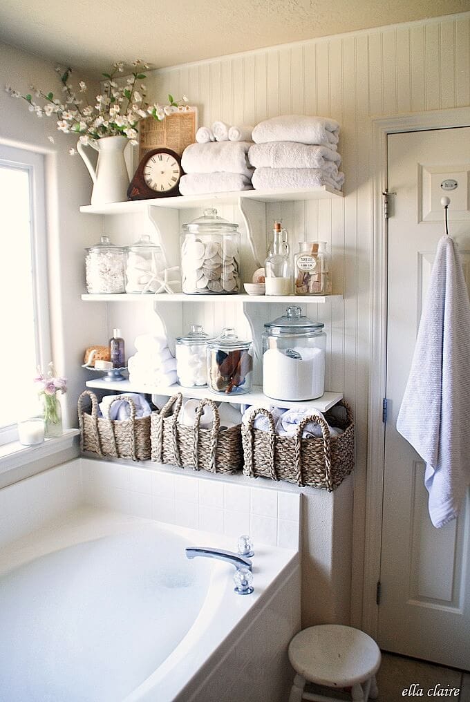 Bathroom Towel Storage Ideas with Open Shelving