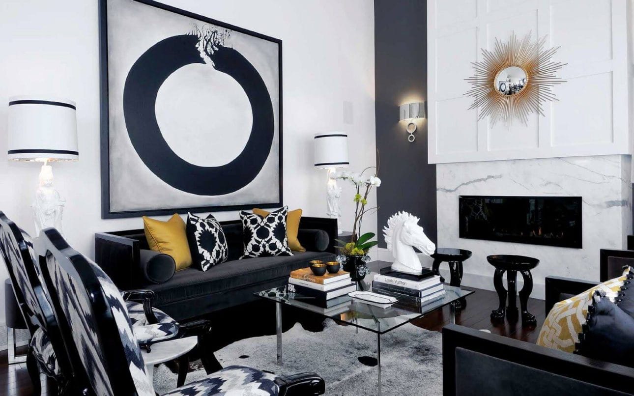 Black, White and Gold Living Room Ideas