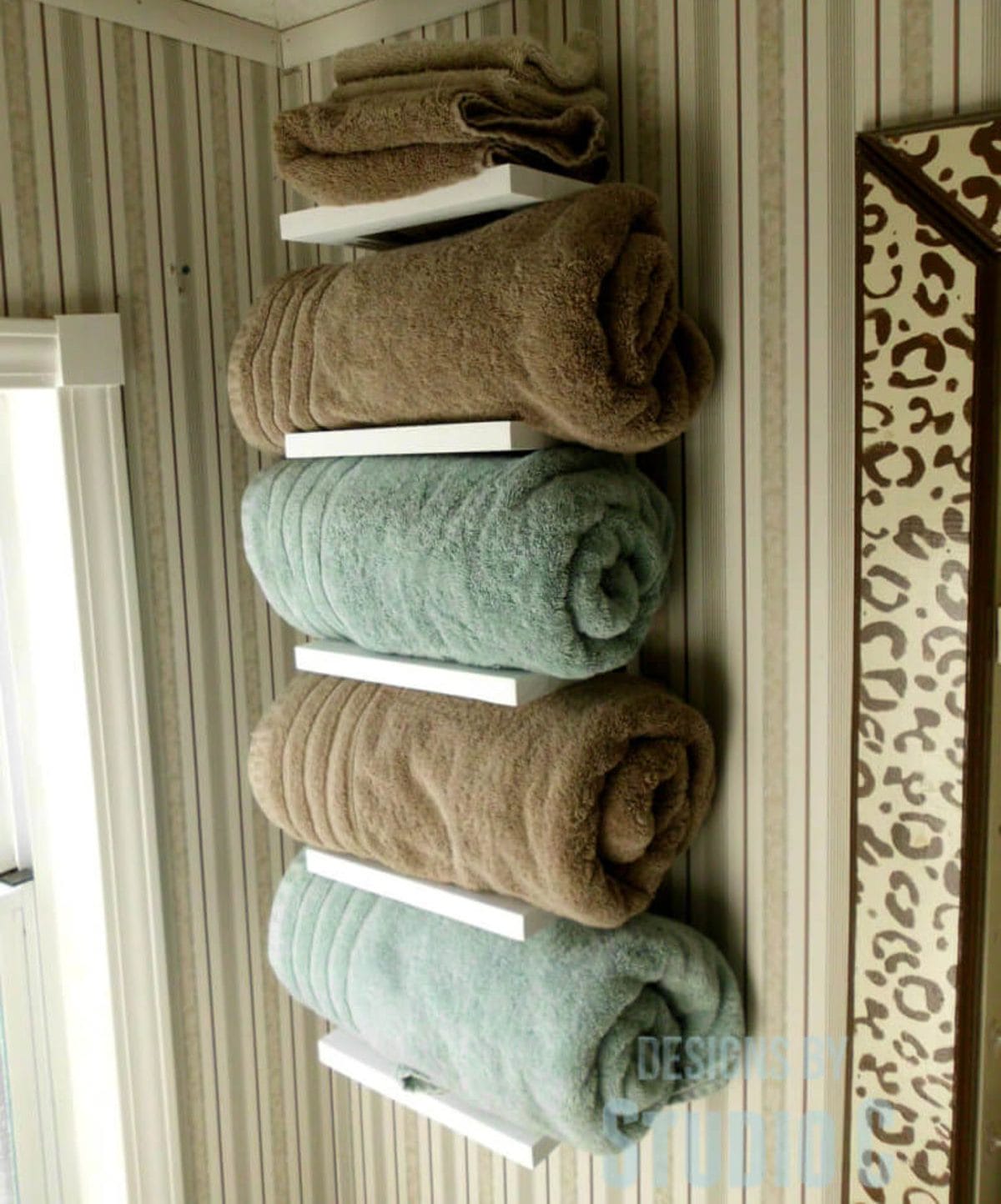 Bookshelf Inspired Wooden Towel Rack