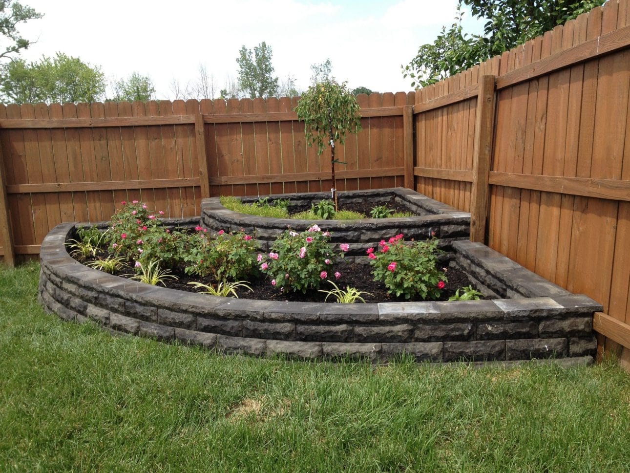 Corner Garden with Tiered Planting Beds