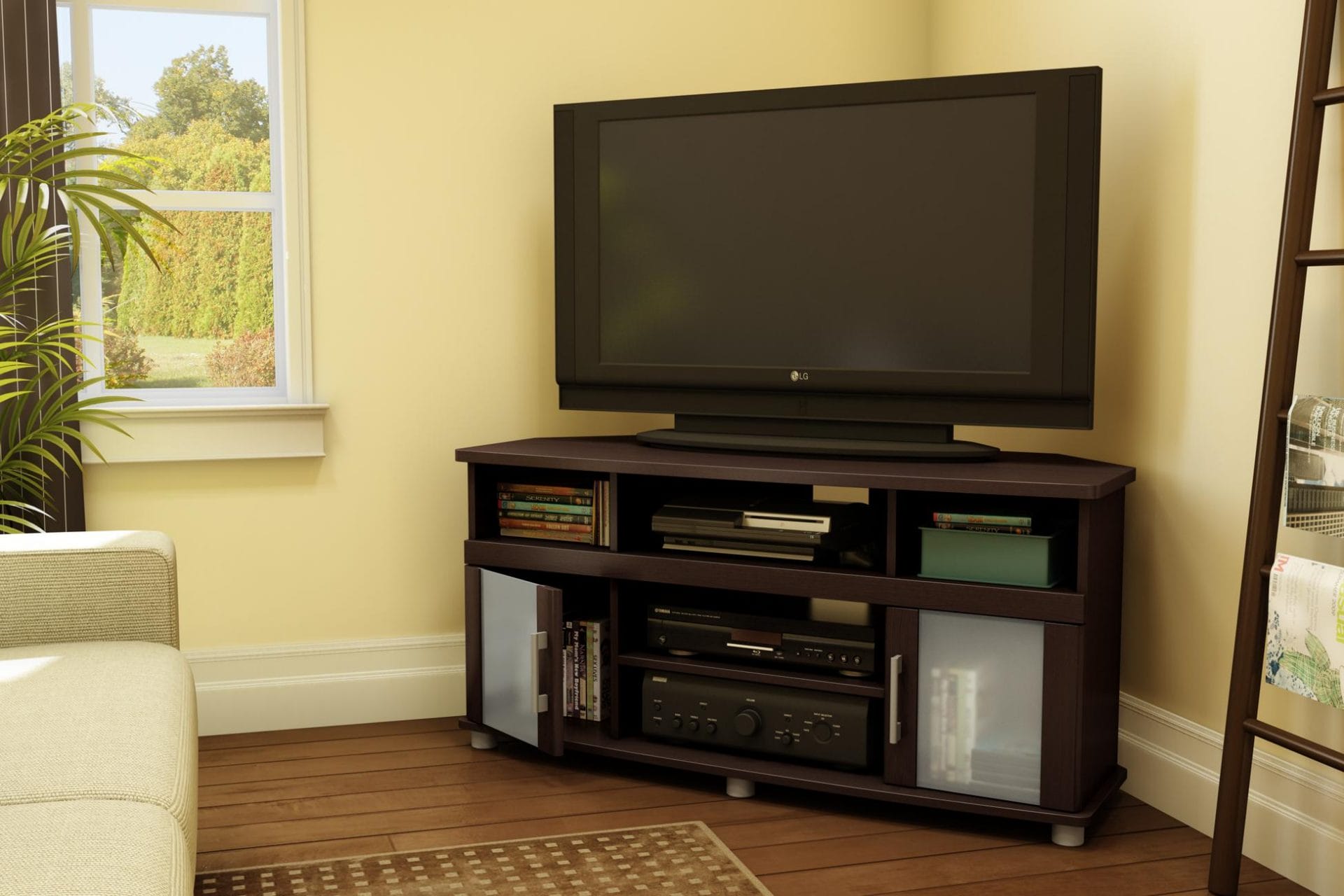 Corner TV Stand in Black