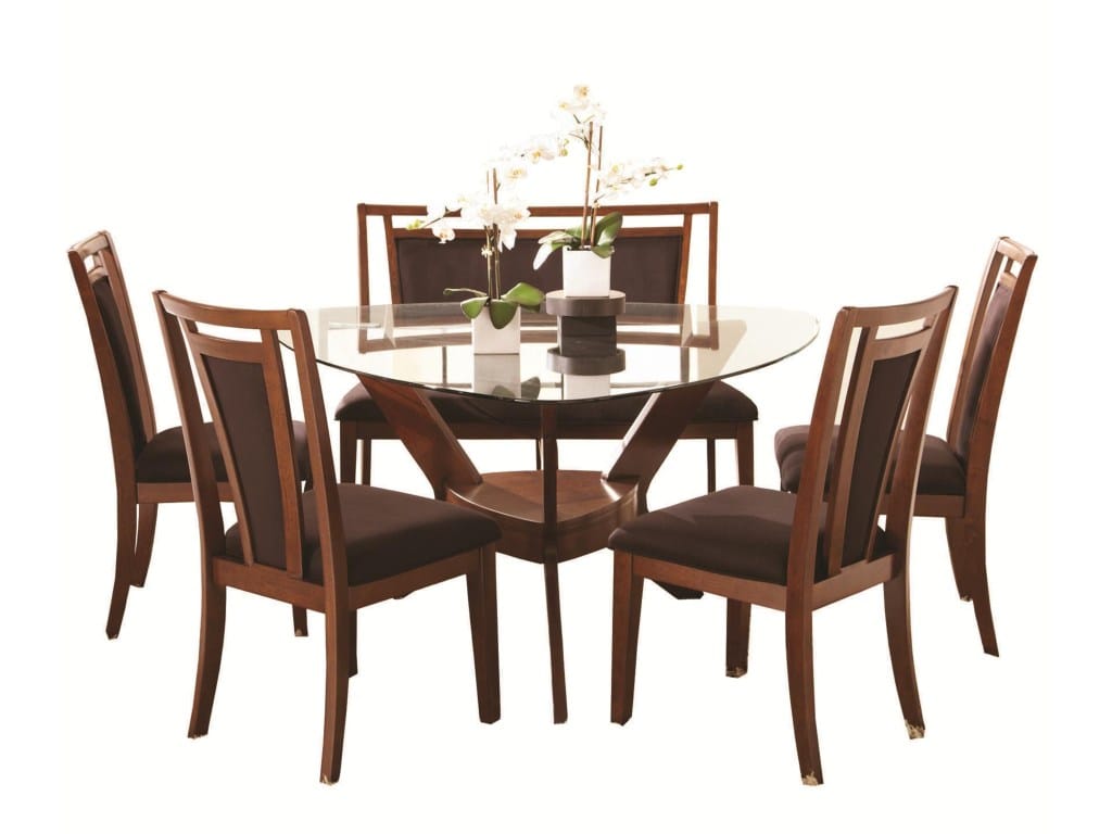 Dining Set with Triangle Glass Top Table