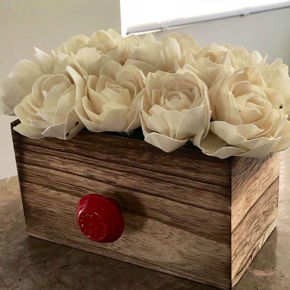 Farmhouse Floral Display with An Old Drawer