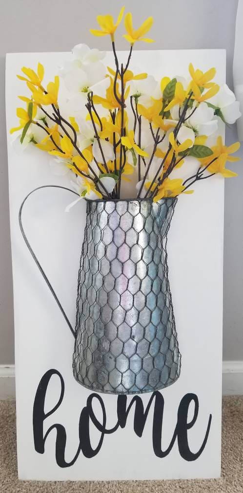 Farmhouse Flower Ideas with Chicken Wire and Metal Vase