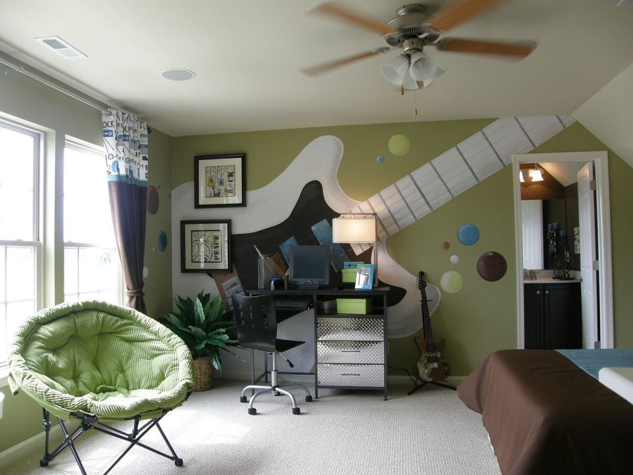 Green Music Theme Bedroom Ideas for Teenage Guys