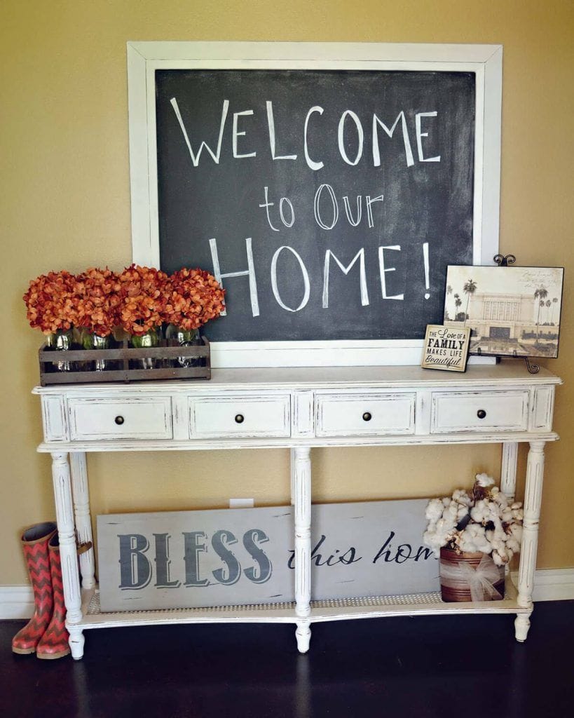 Hall Table with Chalkboard Sign