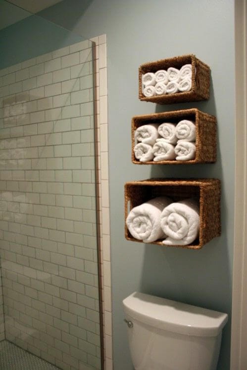 Hanging Wicker Towel Baskets