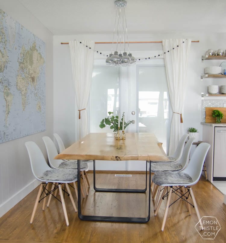 Live Edge Dining Table with Steel Base