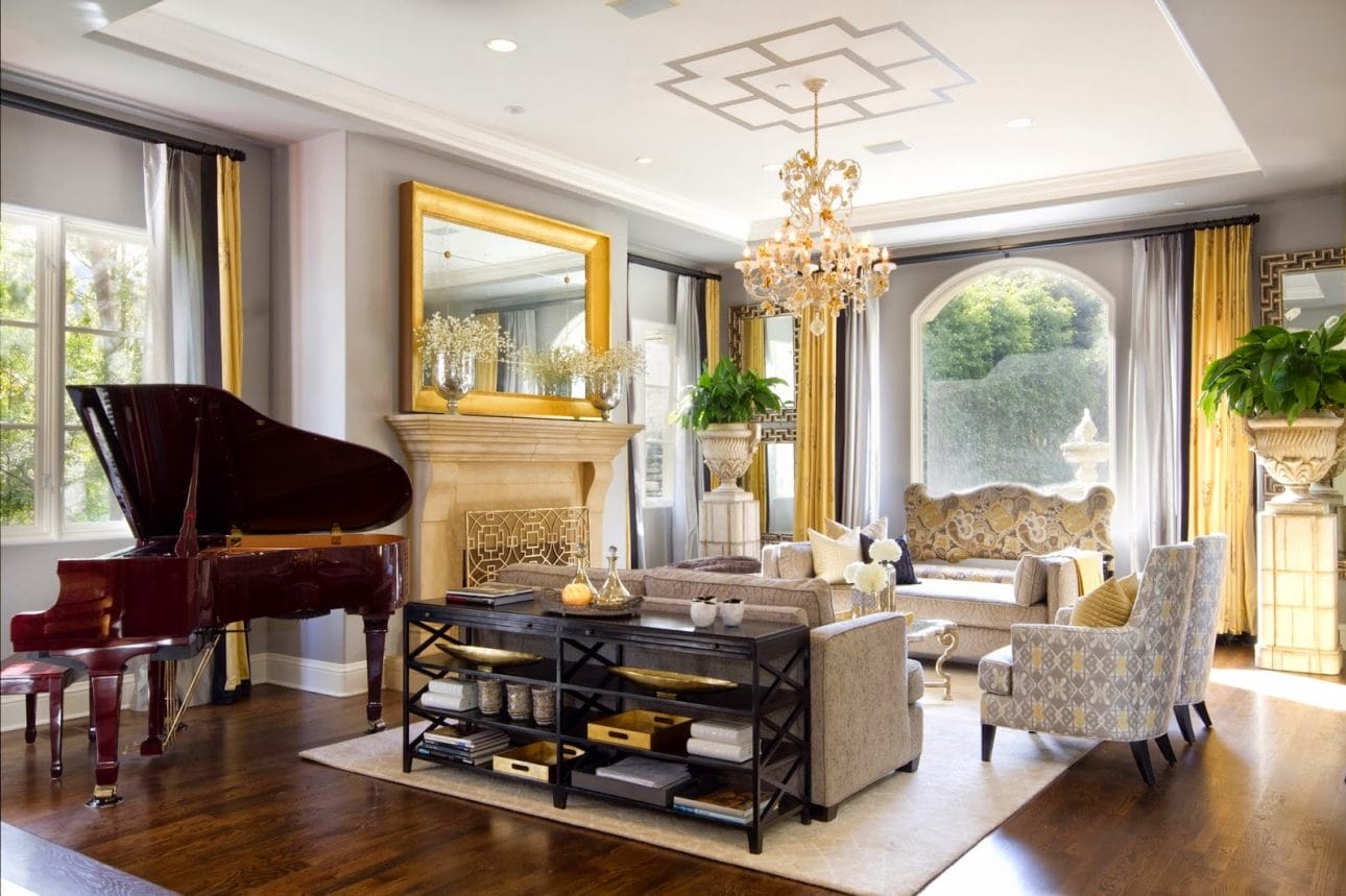 Living Room with Golden Frames