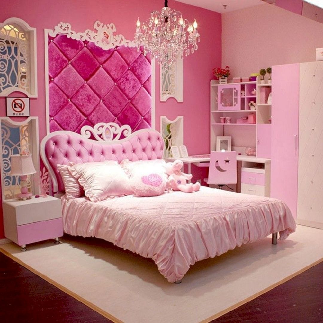 Pink Bedroom Ideas with A Large Headboard