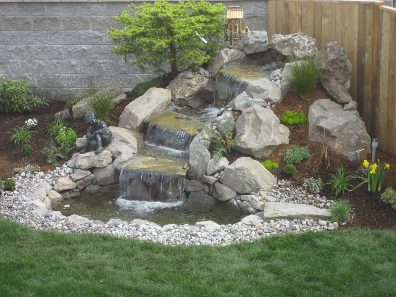 Rock Waterfall for Corner Garden