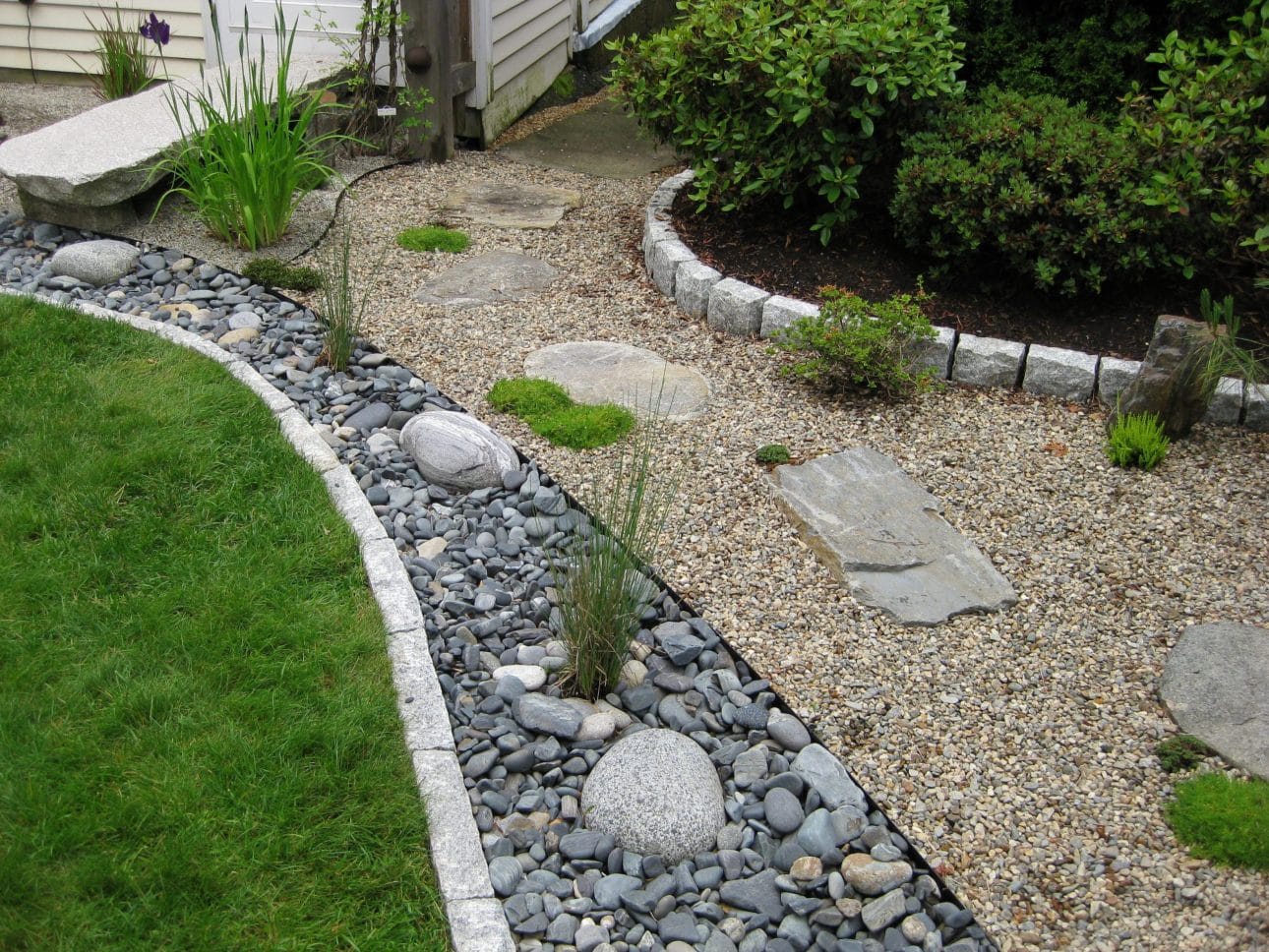 Rocks and Perennials for Dry Creek Bed Landscaping