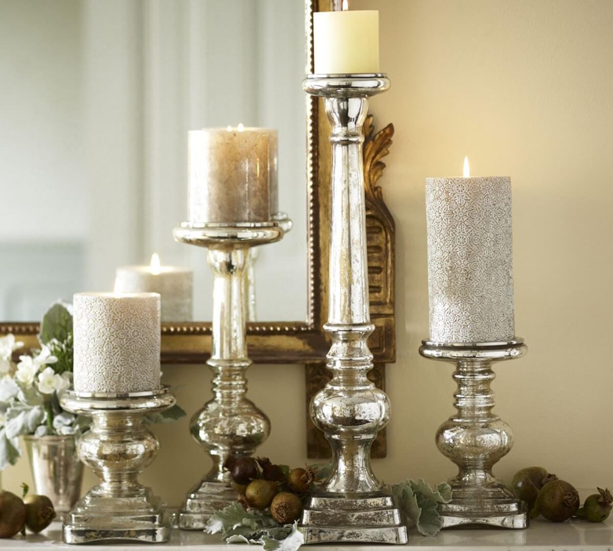 Rustic Glam Decor Ideas with Antique Candle Holders