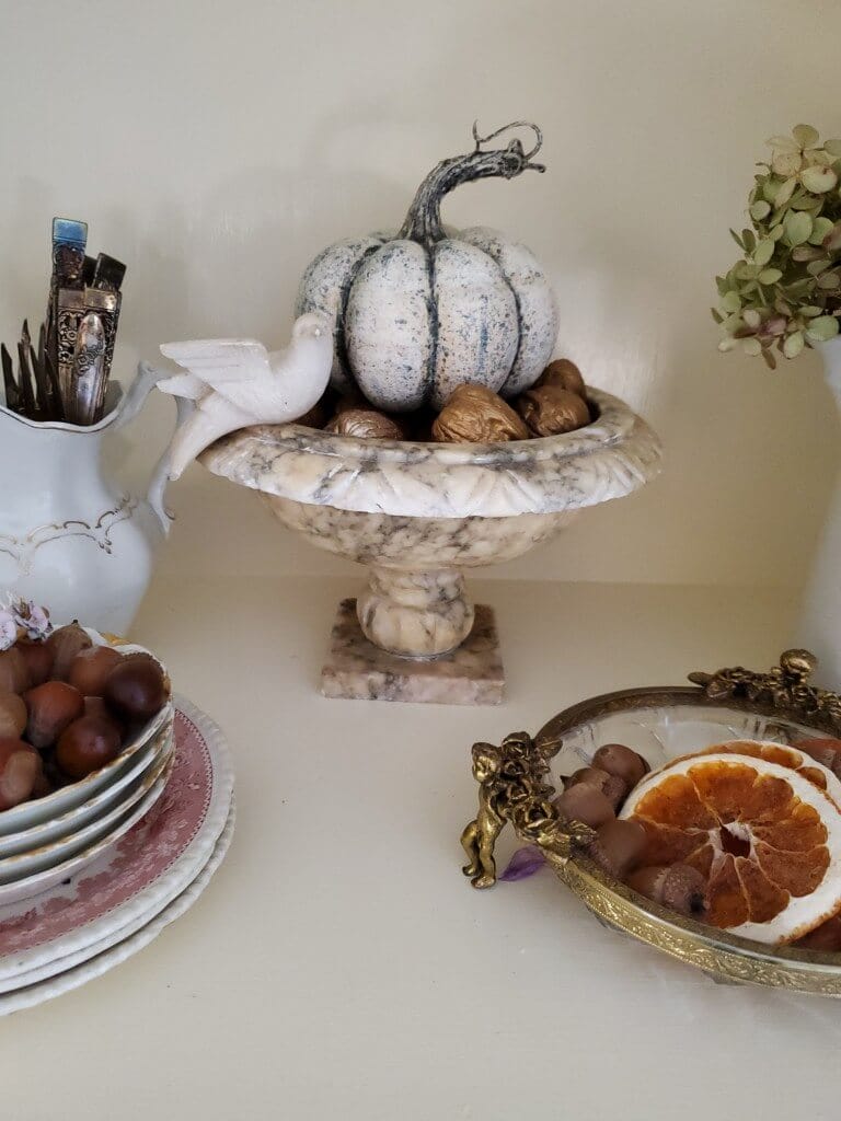 Rustic Glam Decor Ideas with Marble Urn Bowl
