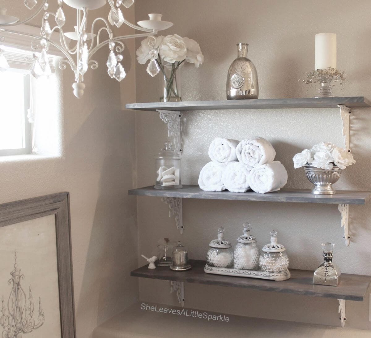 Rustic Glam Decor Ideas with Open Shelving