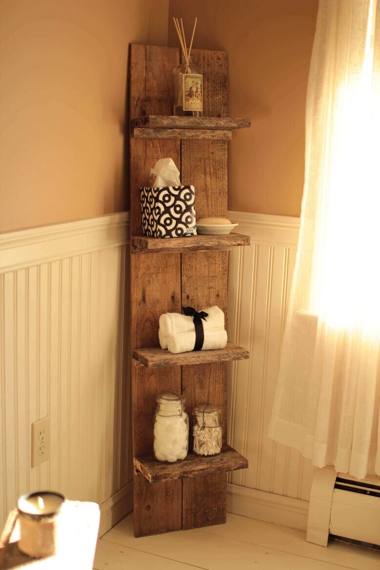 Ship’s Deck Block Inspired Towel Shelves