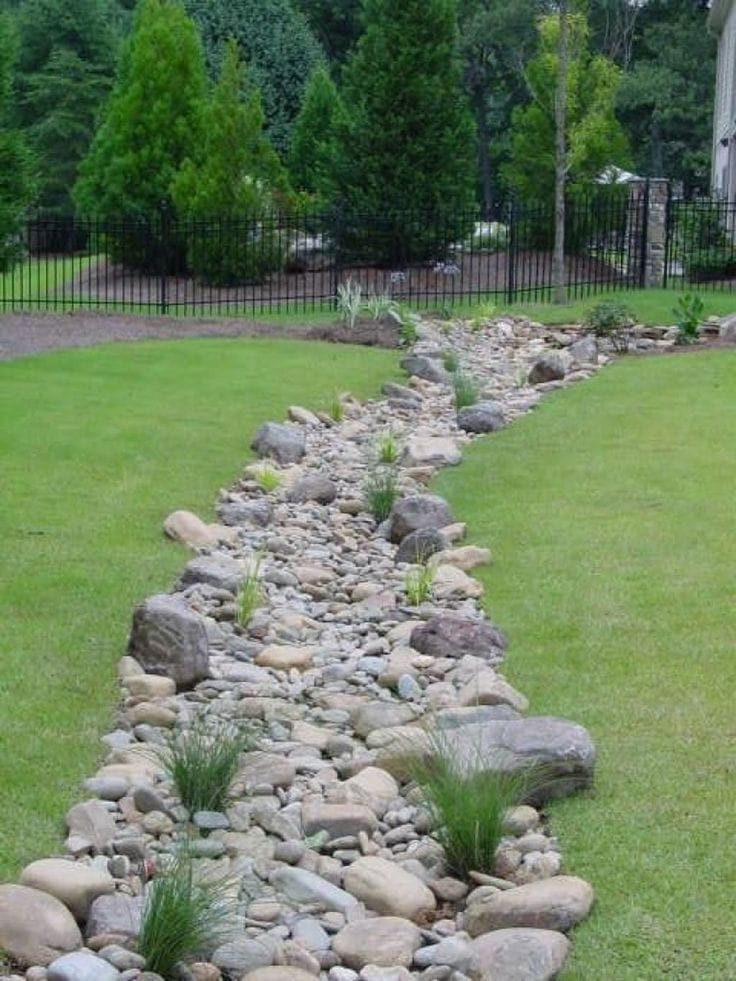 Drainage Dry Creek Bed Landscaping with Plants