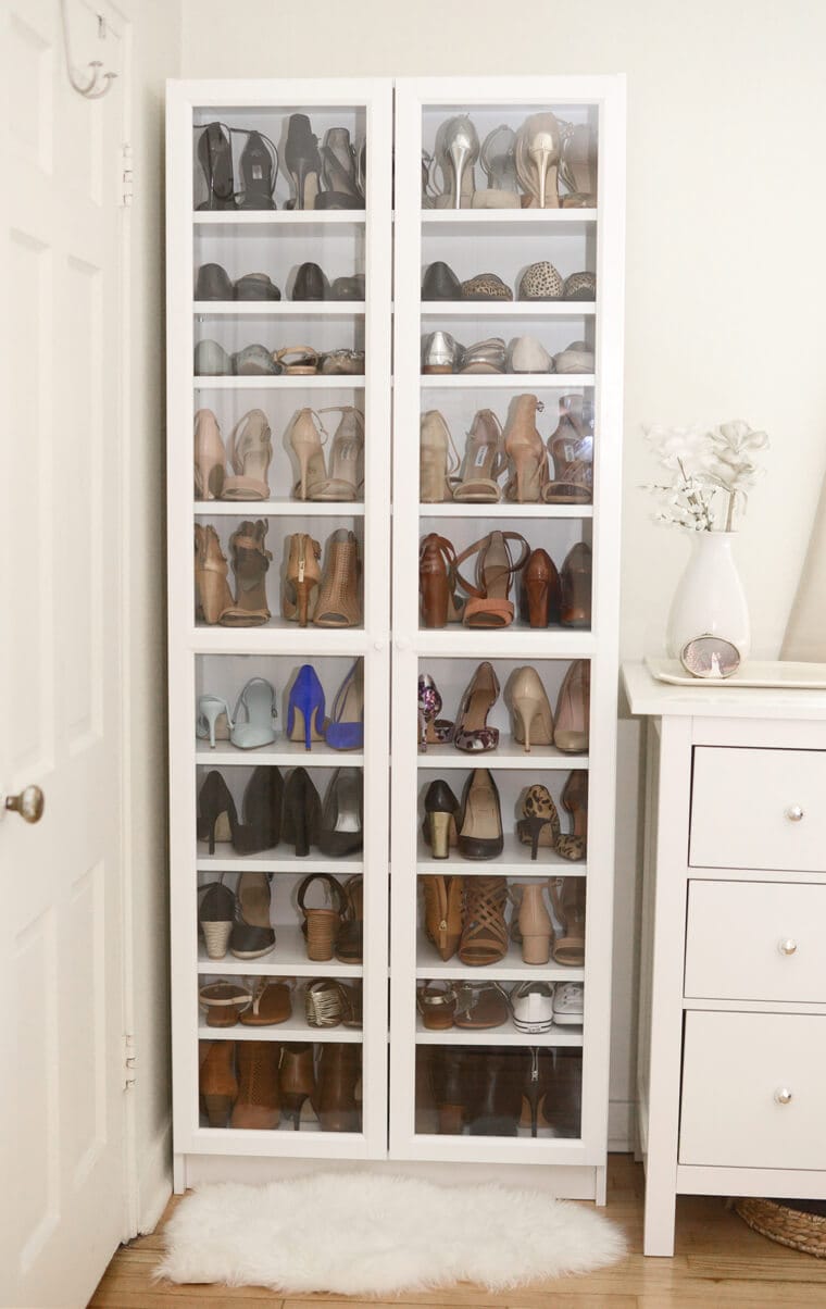 Tall Glass Shoe Cabinet
