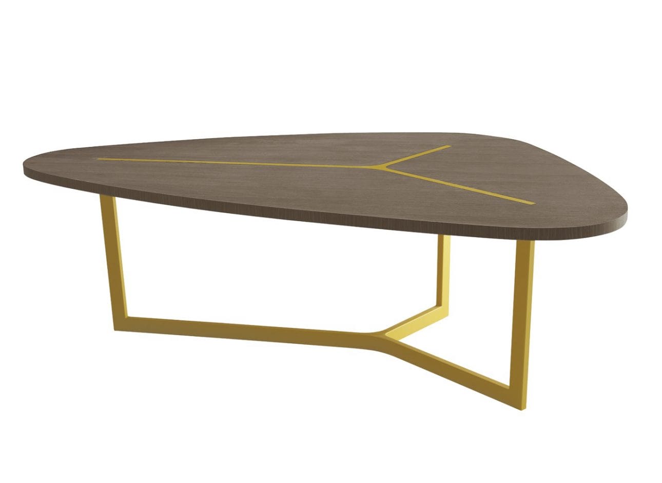 Triangle Dining Table with Yellow Accents