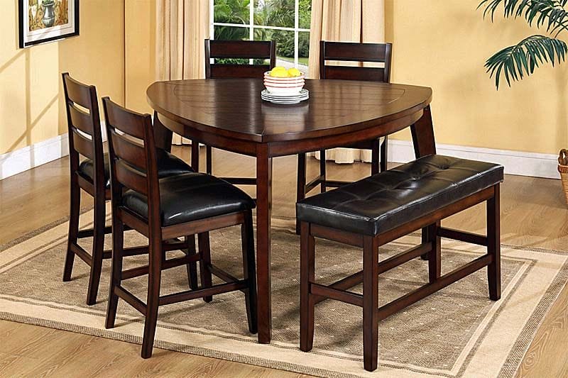 Triangular Table and Dining Chairs