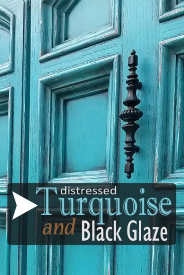 Turquoise Armoire with Black Glaze