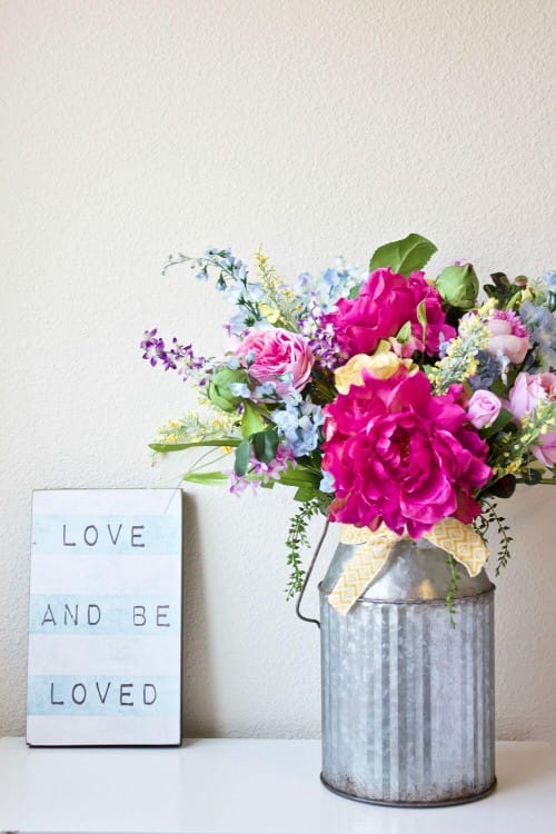 Vibrant Bouquet in A Galvanized Milk Can