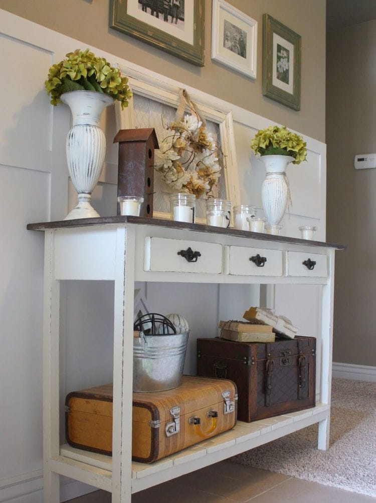 White Hall Table with Creative Storage