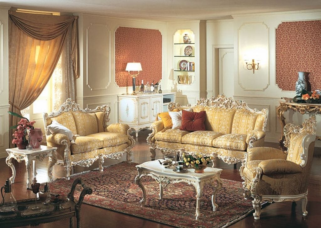 Yellow Italian Furniture for Royal Living Room