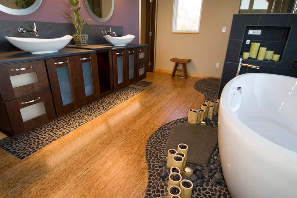 Bathroom with Bamboo Candle Holders