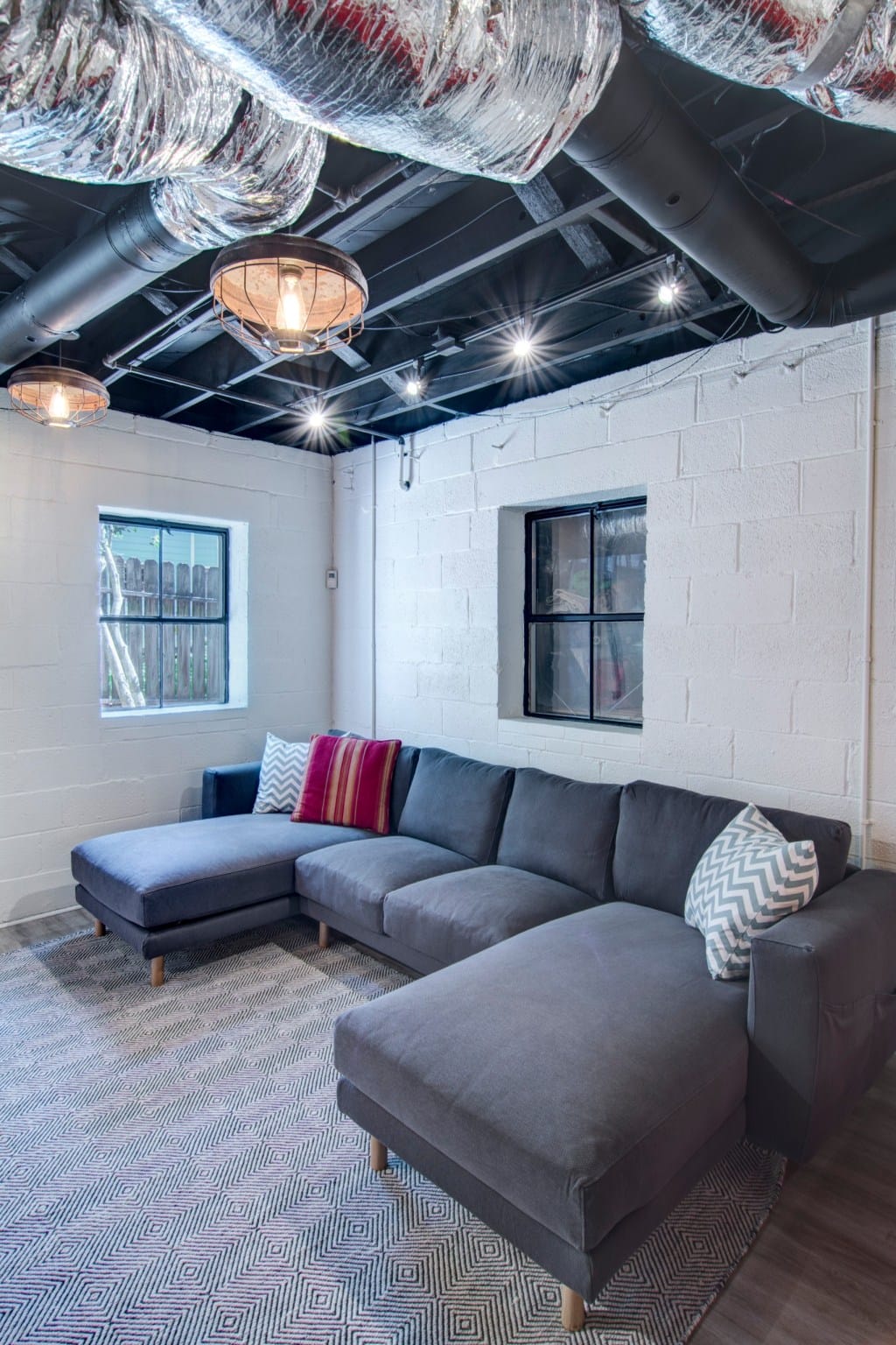 unfinished basement hangout ideas