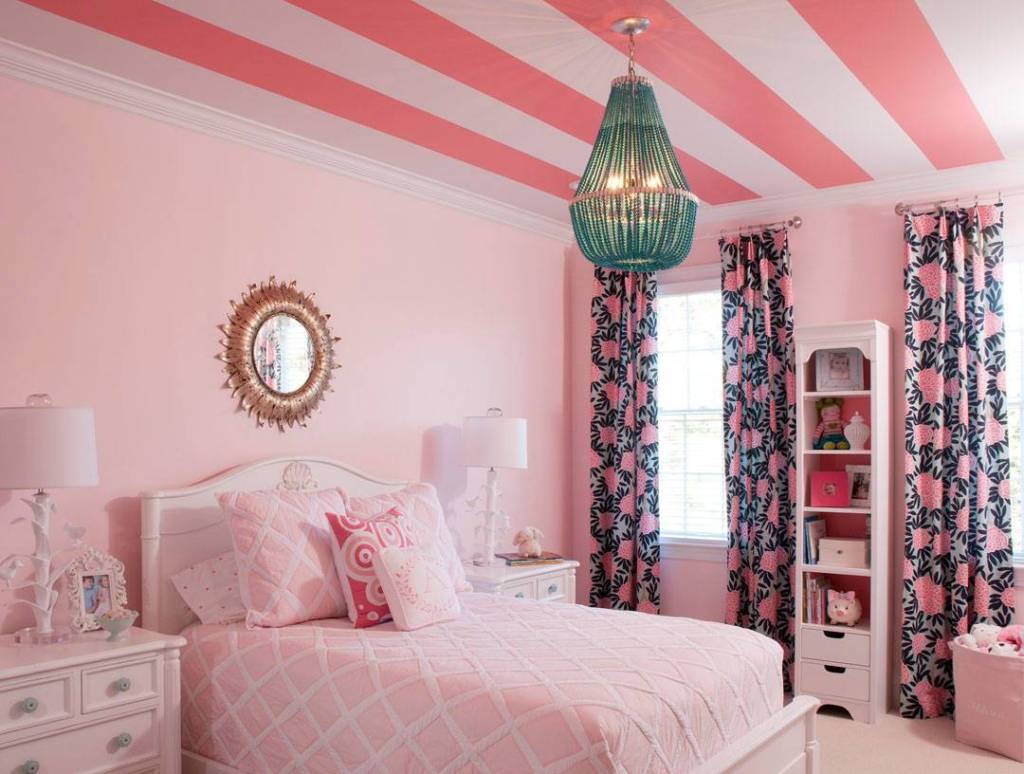 pink and blue striped wall