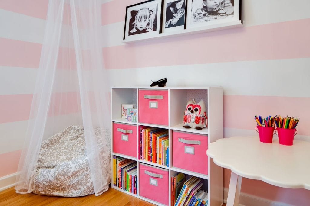 pink striped wall paint