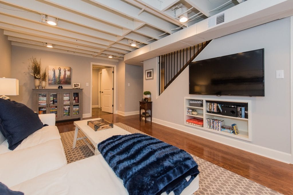 unfinished basement ideas without drywall