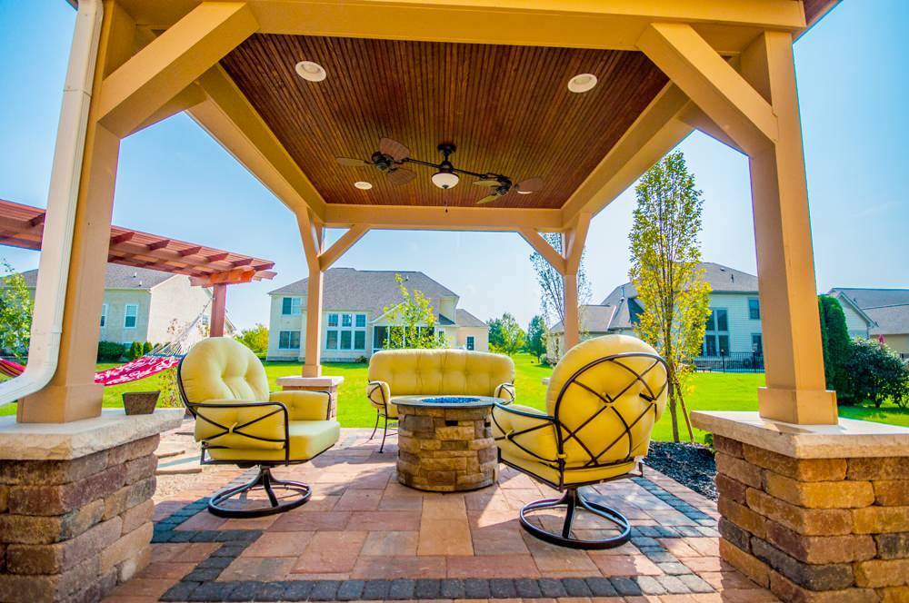 backyard pavilion and fire pit