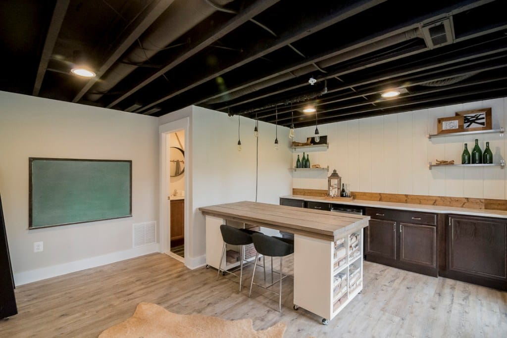 unfinished basement ceiling lighting ideas