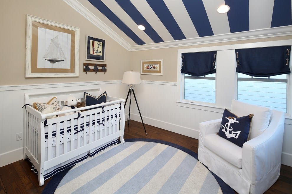 blue striped bathroom mats