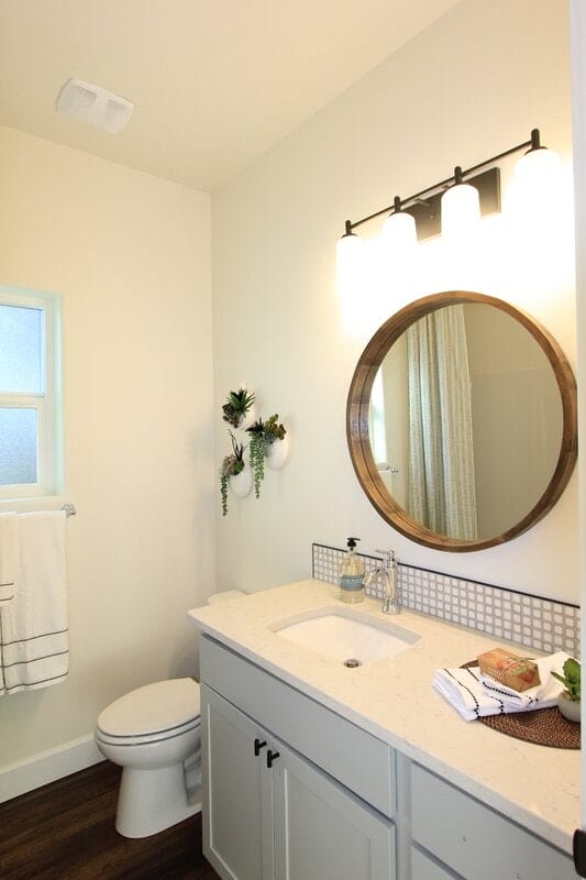 mid century modern guest bathroom