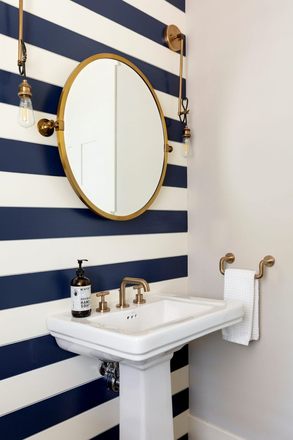 blue striped wall art