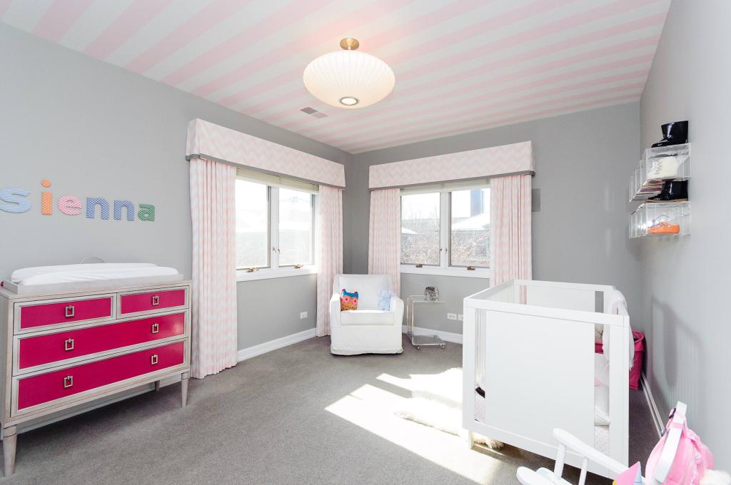 pink striped bathroom walls