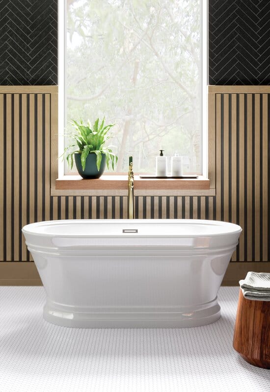 mid century bathroom black and white