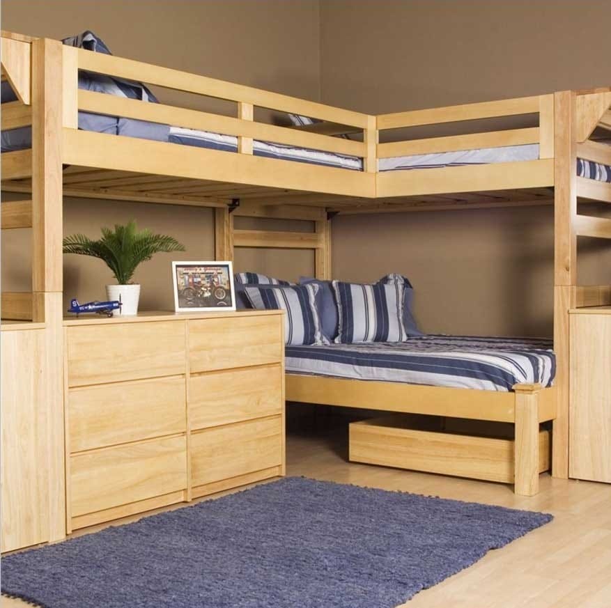 10 Triple Bunk Bed Ideas Your Kids Will, L Shaped Quadruple Bunk Beds