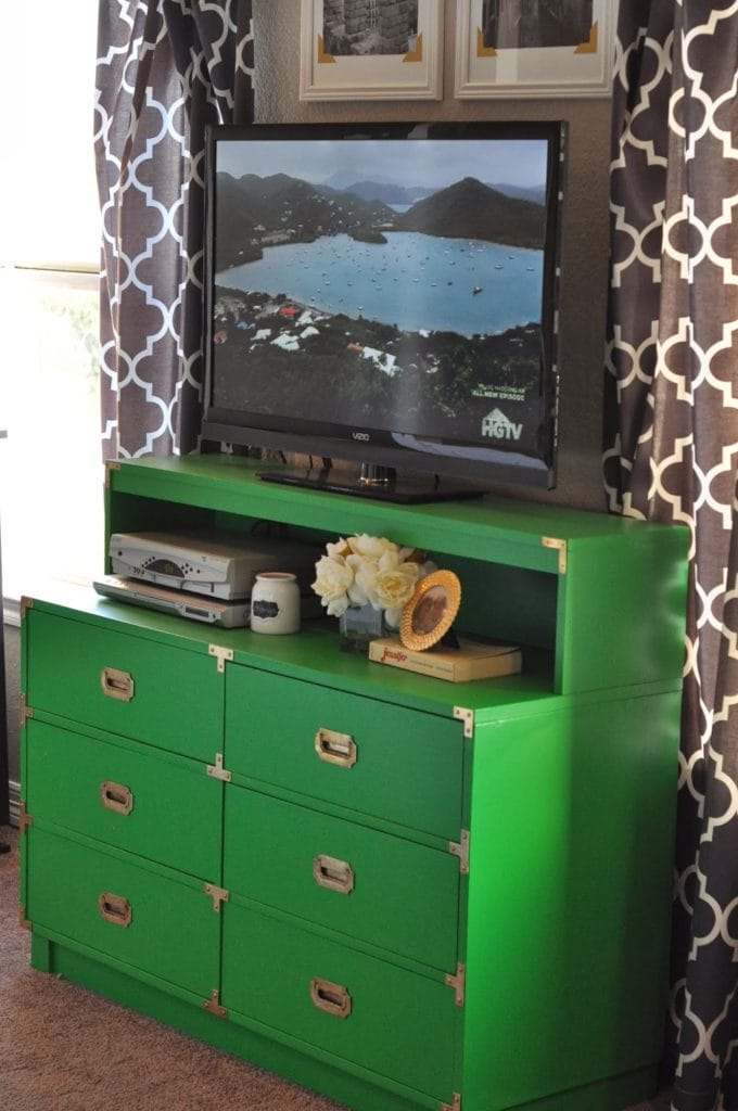 green painted wooden furniture