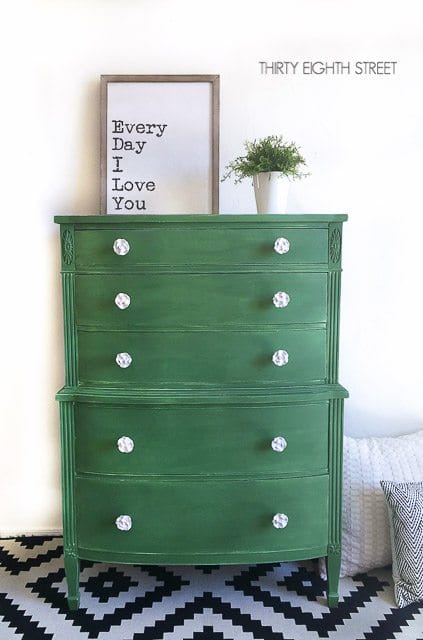 green chalk painted furniture