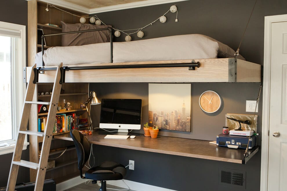 loft bed with desk for low ceiling